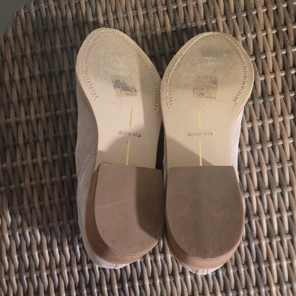 Dolce Vita Womens Suede Ankle Booties Estimated Sz 9 Tan Beige Block Heel Boots - Picture 5 of 10